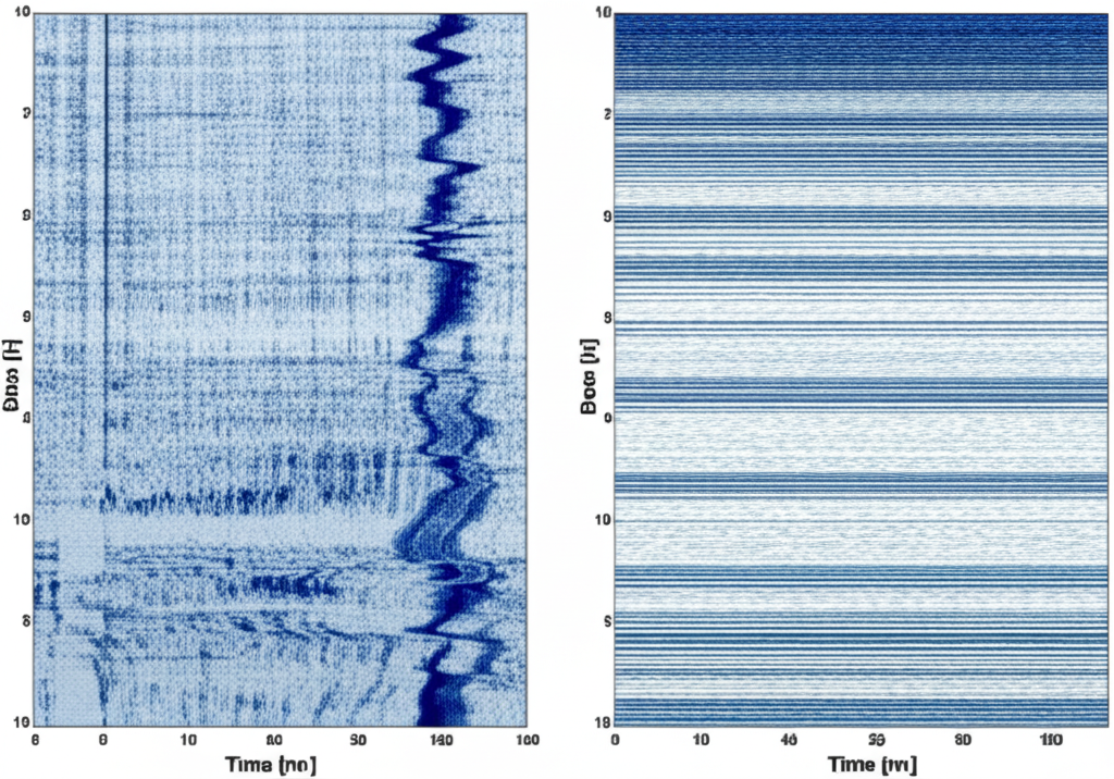 Before/after processing comparison